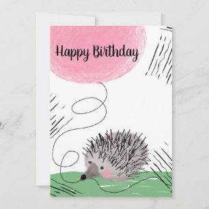 Verjaardagswaterverf Egel Doodle Kaart