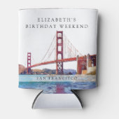 Verjaardagsweekend met aquarel San Francisco Blikjeskoeler (Voorkant)