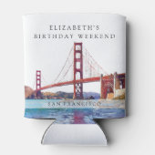 Verjaardagsweekend met aquarel San Francisco Blikjeskoeler (Achterkant)