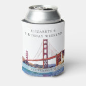 Verjaardagsweekend met aquarel San Francisco Blikjeskoeler (Blikje Achterkant)