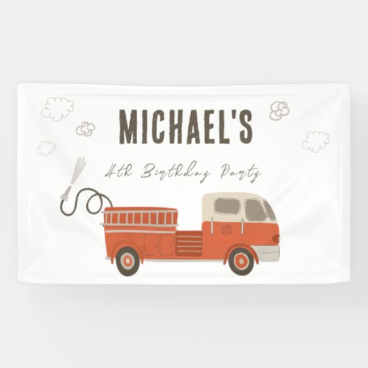 VerjaardagsWelkom Brandweerwagen Spandoek (Horizontaal)