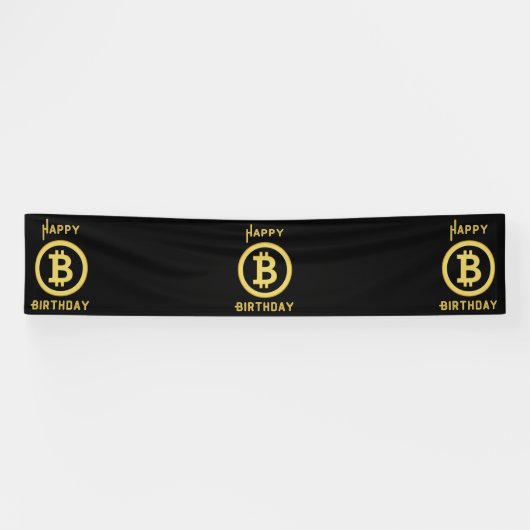 Verjaardagswens Bitcoin Gold 2.5x12 Vinyl Spandoek (Horizontaal)