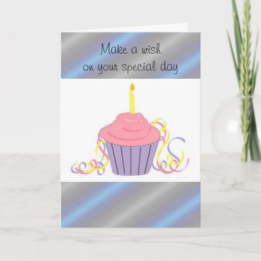 Verjaardagswens Cupcake Kaart (Voorkant)