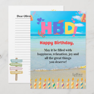 VERJAARDAGSWENS OP HET STRAND PERSONALISEERBARE KA KAART
