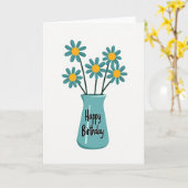 Verjaardagswens Teal Bloom Kaart (Gele Bloem)