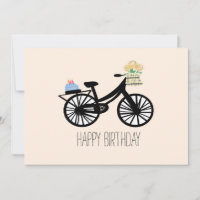 Verjaardagswens Vintage Fiets Cake Bloem Wenskaart