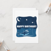 Verjaardagswens voor haaien kaart (Voorkant / Achterkant in situ)