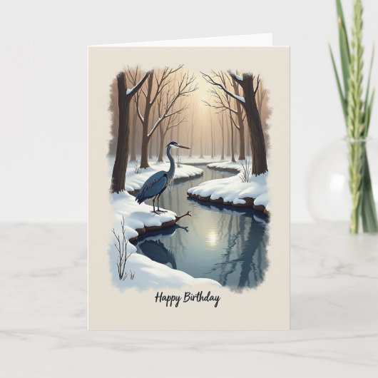Verjaardagswens Winter Vogel Kaart (Voorkant)