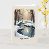 Verjaardagswens Winter Vogel Kaart (Gele Bloem)