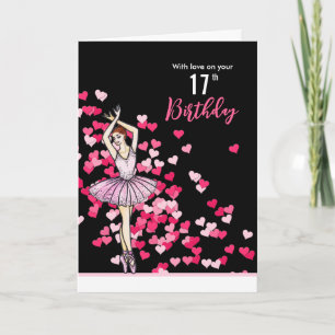 Verjaardagswensen 17 baljurk roze jurk  kaart