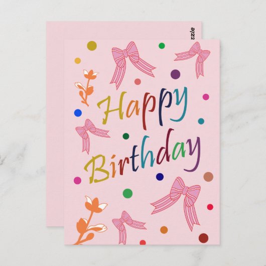 Verjaardagswensen Briefkaart (Voorkant / Achterkant)