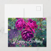 Verjaardagswensen Burgundy Iceberg Roos #3-2 Ansic Briefkaart (Voorkant / Achterkant)