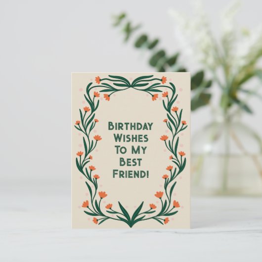 Verjaardagswensen Elegant Bloemen Lijst Briefkaart (Staand voorkant)