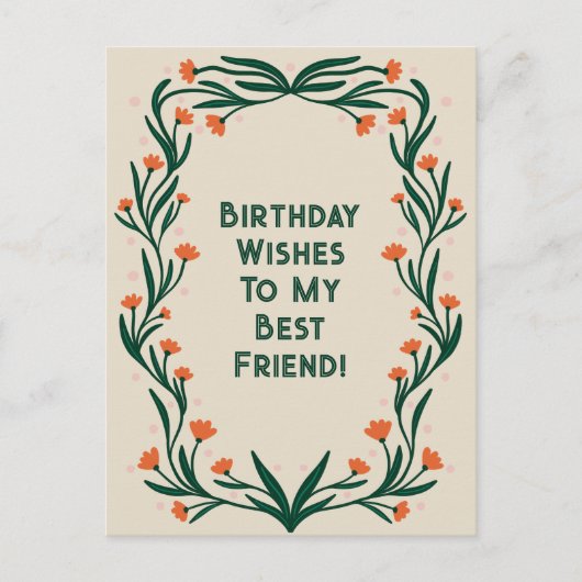 Verjaardagswensen Elegant Bloemen Lijst Briefkaart (Voorkant)