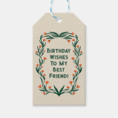 Verjaardagswensen Elegant Bloemen Lijst Cadeaulabel (Voorkant)