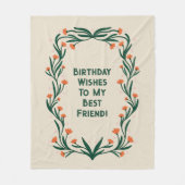 Verjaardagswensen Elegant Bloemen Lijst Fleece Deken (Voorkant)