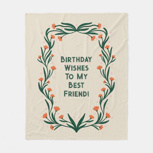 Verjaardagswensen Elegant Bloemen Lijst Fleece Deken (Voorkant)