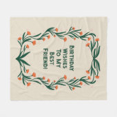 Verjaardagswensen Elegant Bloemen Lijst Fleece Deken (Voorkant (Horizontaal))