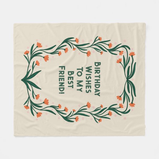 Verjaardagswensen Elegant Bloemen Lijst Fleece Deken (Voorkant (Horizontaal))