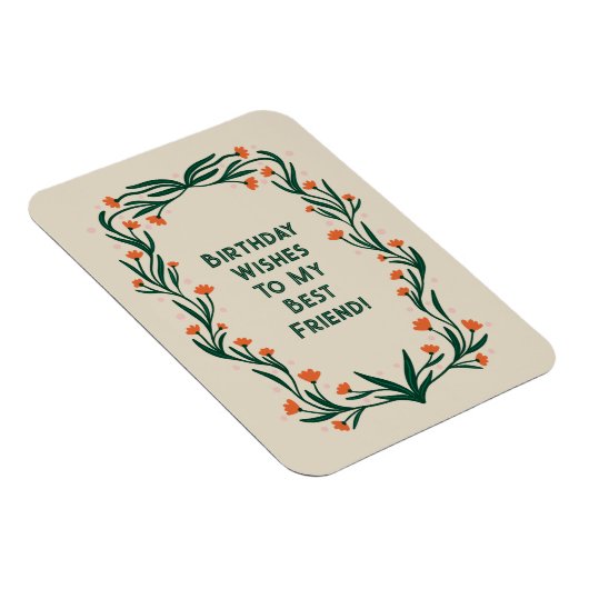 Verjaardagswensen Elegant Bloemen Lijst Magneet (Rechterzijde)