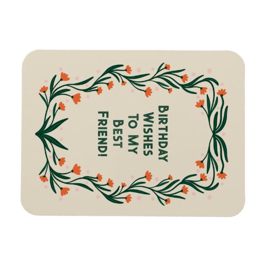 Verjaardagswensen Elegant Bloemen Lijst Magneet (Horizontaal)