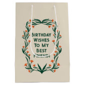 Verjaardagswensen Elegant Bloemen Lijst Medium Cadeauzakje (Achterkant)