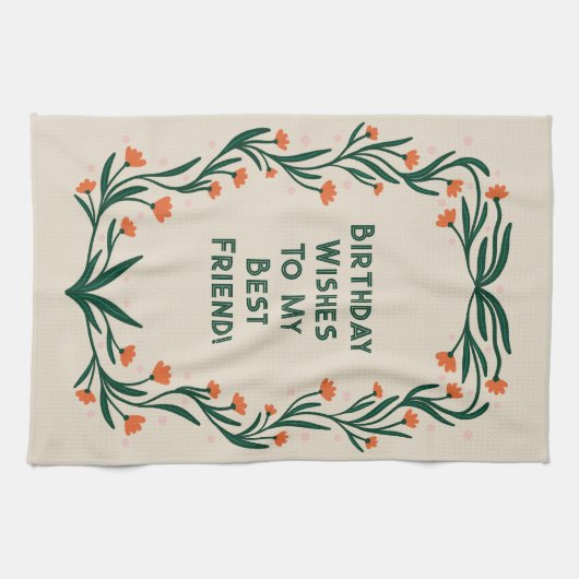 Verjaardagswensen Elegant Bloemen Lijst Theedoek (Horizontaal)