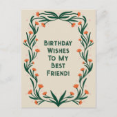 Verjaardagswensen Elegante bloemenframe Briefkaart (Voorkant)