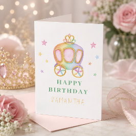 Verjaardagswensen in Regenboog Prinsessen Koets Kaart