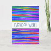 Verjaardagswensen Kleurrijke Lined Kaart (Voorkant)