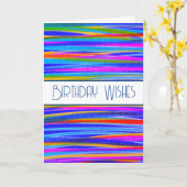 Verjaardagswensen Kleurrijke Lined Kaart (Gele Bloem)