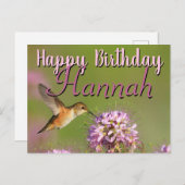 Verjaardagswensen Kolibrie Aangepaste Naam Briefkaart (Voorkant / Achterkant)
