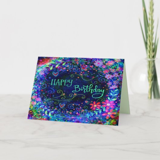 Verjaardagswensen Krans  Floral Inspirivity Kaart (Voorkant)