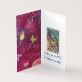 Verjaardagswensen met Bloemen Vogels Vlinder Kaart (Binnen)