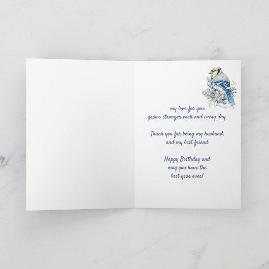 Verjaardagswensen met Bluejay Husband Vriend Feestdagen Kaart (Binnen)