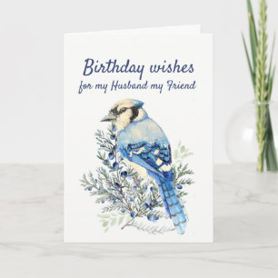 Verjaardagswensen met Bluejay Husband Vriend Feestdagen Kaart