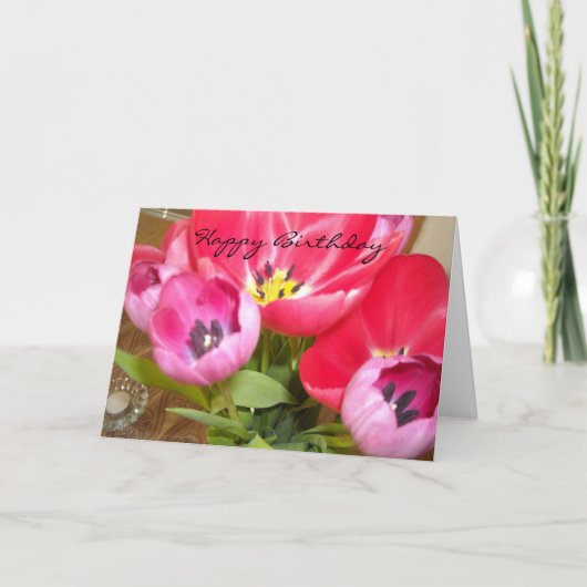 Verjaardagswensen met heldere Tulp Kaart (Voorkant)