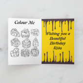 Verjaardagswensen met kleurplaat voor geliefde' kaart (Binnen)