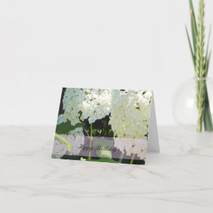 Verjaardagswensen met witte hortensia kaart