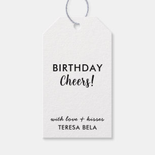 Verjaardagswensen Minimalistische Zwart & Wit Desi Cadeaulabel