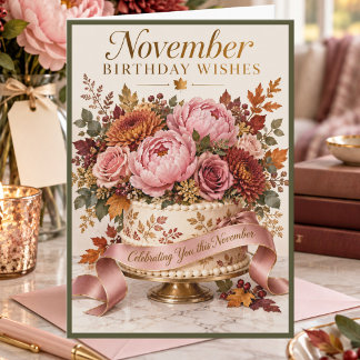 Verjaardagswensen november Pioen Rozen Verjaardag Kaart