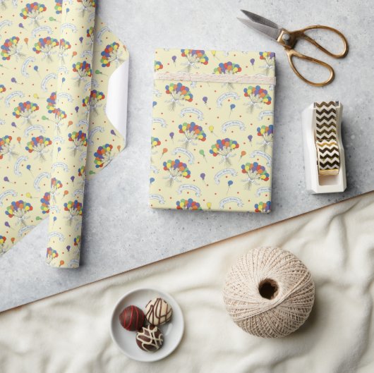 Verjaardagswensen - Pastelgeel Cadeaupapier (Crafts)