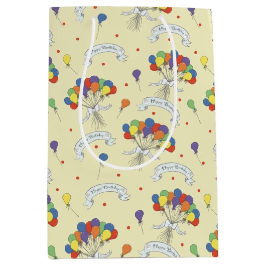 Verjaardagswensen - Pastelgeel Medium Cadeauzakje (Voorkant)