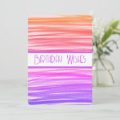 Verjaardagswensen Perzik Paarse Lijnen Abstracte K Kaart (Staand voorkant)