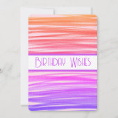 Verjaardagswensen Perzik Paarse Lijnen Abstracte K Kaart (Voorkant)