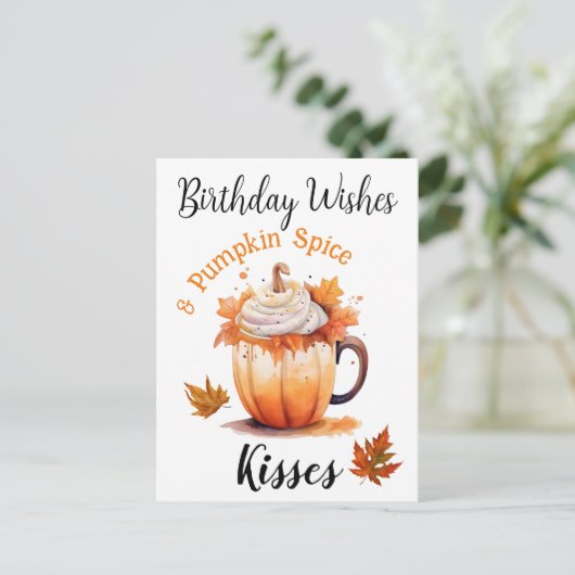 Verjaardagswensen & Pompoengewürde Kusjes Briefkaart (Staand voorkant)