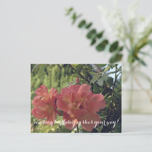 Verjaardagswensen Rozen Briefkaart (Staand voorkant)