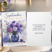 Verjaardagswensen september Asters Saffier Verjaar Kaart