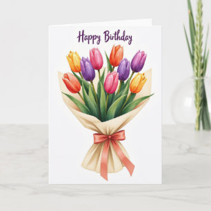 Verjaardagswensen Tulp Boeket Kaart