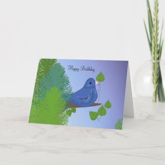 Verjaardagswensen van Blauwe Vogel Kaart (Voorkant)